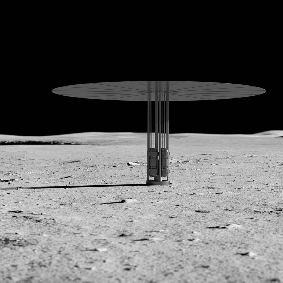 Artist's concept of new fission power system on the lunar surface.<br />Credits: NASA