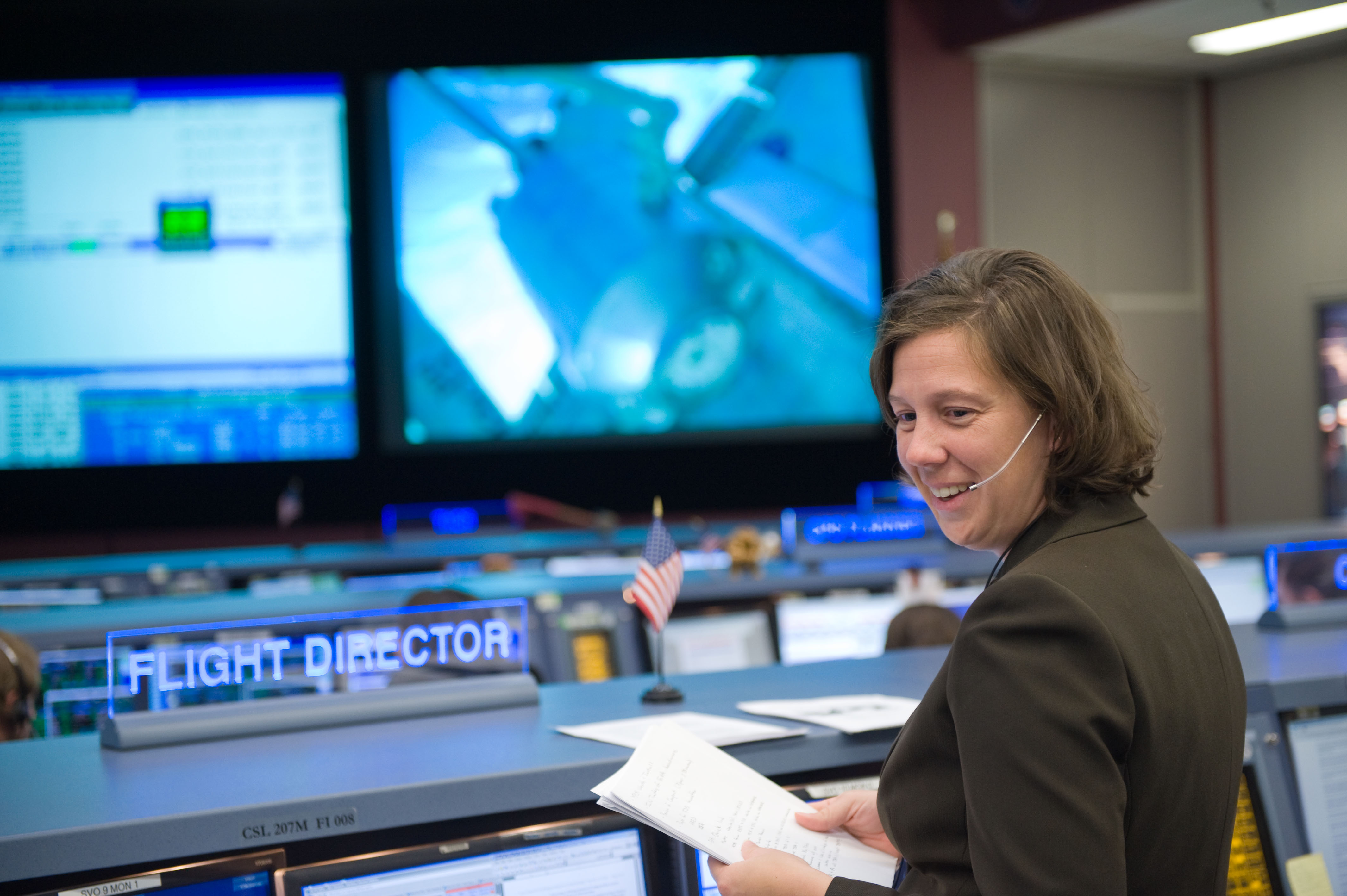 Holly Ridings is at her Flight Director console in the space station flight control room in the Mission Control Center at NASA's Johnson Space Center on Nov. 17, 2008, for day four of the space shuttle Endeavour’s STS-126 mission.<br />Credits: NASA