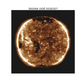 NASA's Parker Solar Probe observed a slow solar wind flowing out from the small coronal hole – the long, thin black spot seen on the left side of the Sun in this image captured by NASA's Solar Dynamics Observatory – on October 27, 2018. While scientists have long known that fast solar wind streams flow from coronal holes near the poles, they have not yet conclusively identified the source of the Sun's slow solar wind.<br /><br />Credits: NASA/SDO