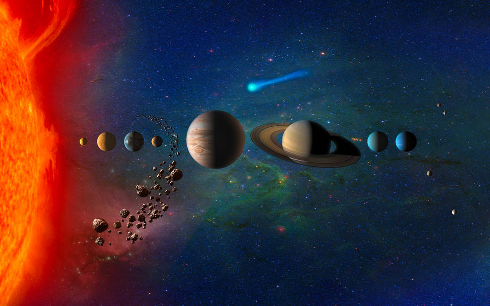 Artist concept of the solar system.<br />Credits: NASA